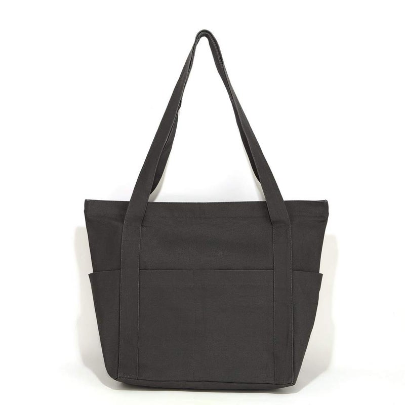 Augbunny XL Heavy Duty Canvas Grocery Bag Multi Purpose Tote Outer Pockets - Image 2